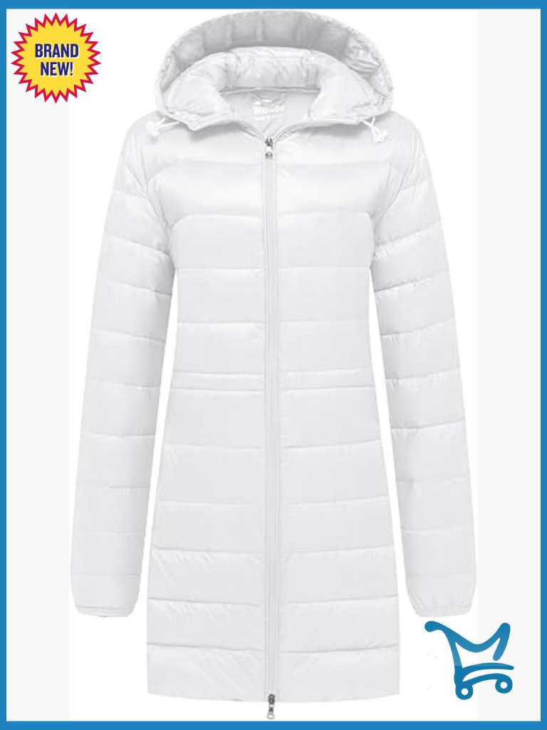 Women's Quilted Puffer Coat Hooded Long Jacket Lightweight Winter Outerwear